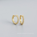2021 NEW 925 Sterling Silver Fashion INS CZ diamond Round Shape CZ rhinestone gold plated small hoop earrings for women